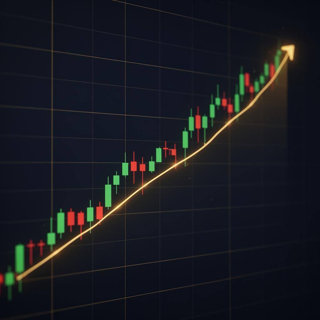 Gráfico de candles em tendência de alta — análise técnica do mercado financeiro